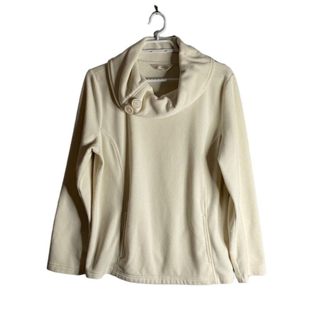 Northern Reflections Women's Button Accent Cowl Neck Fleece Sweater